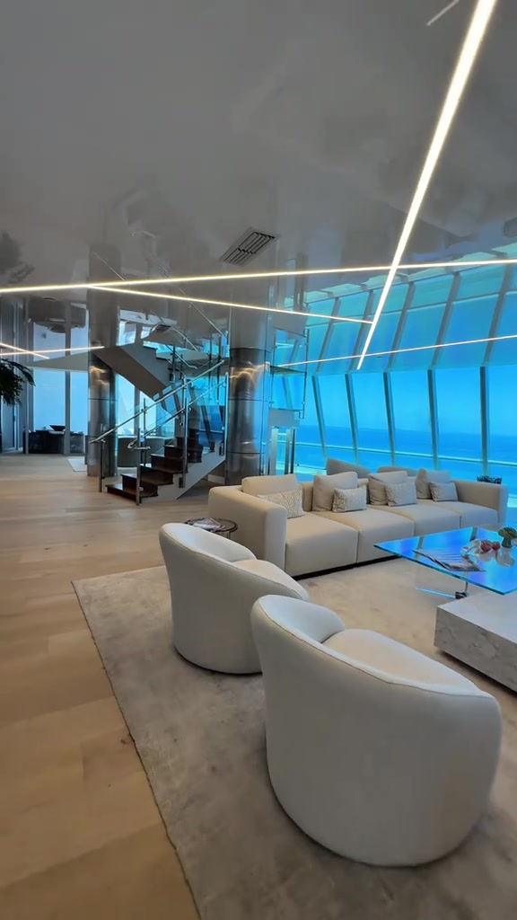 Jade Ocean penthouse living room overlooking the Atlantic in Sunny Isles Beach